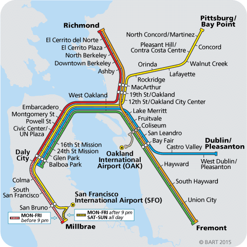 Image of BART routes.  Link to BART website.